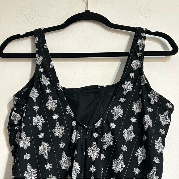 Lands' End Paisley Black One Piece Swimsuit Size.14 - Picture 3 of 9